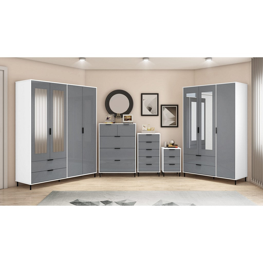 Madrid 4 Door Combination Wardrobe-Furniture-Seconique-Levines Furniture