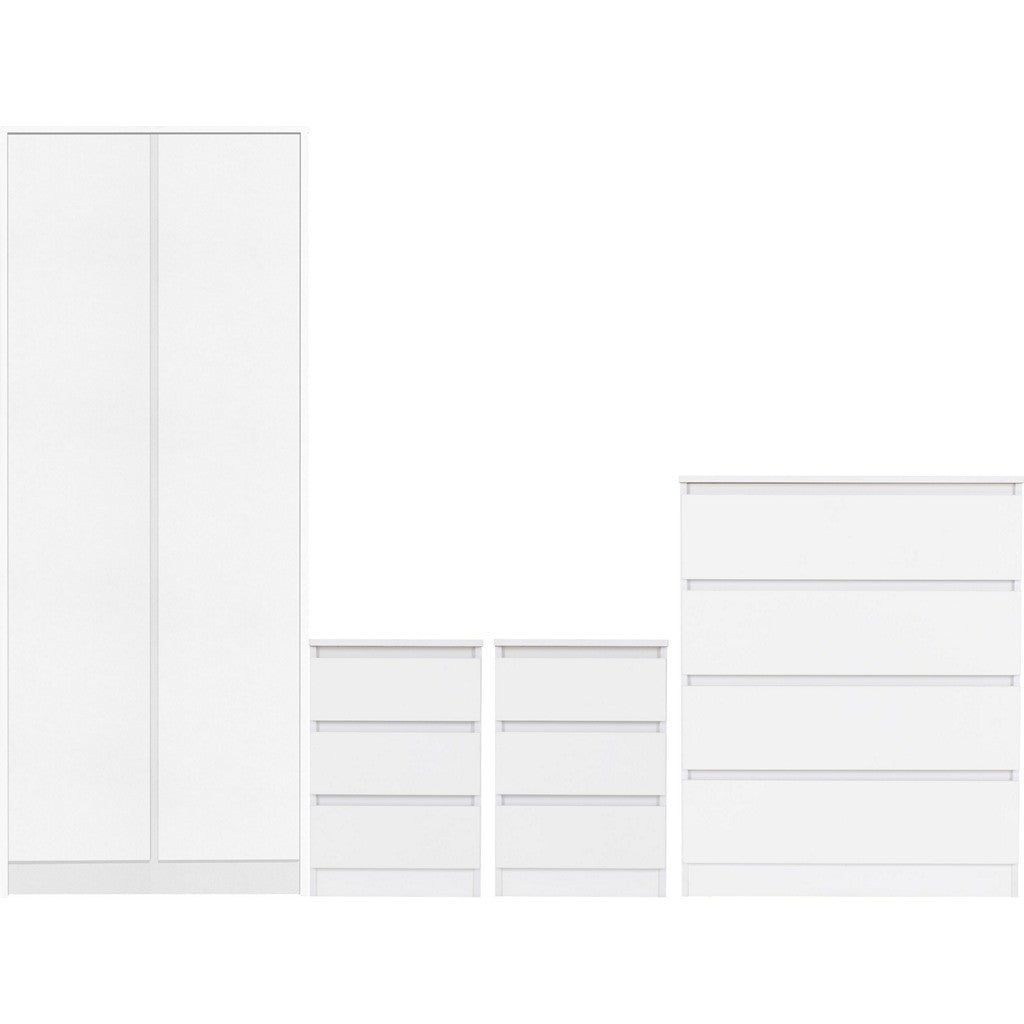 Malvern 2 Door Wardrobe Bedroom Set-Furniture-Seconique-White-Levines Furniture