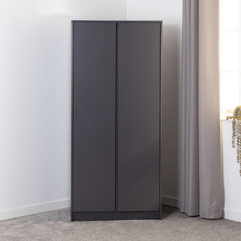 Malvern 2 Door Wardrobe-Furniture-Seconique-Black-Levines Furniture