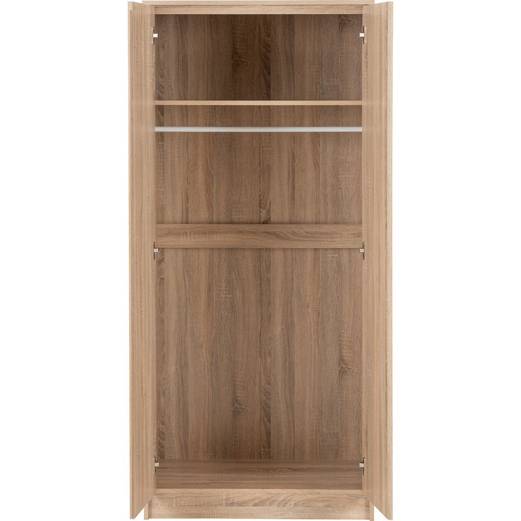 Malvern 2 Door Wardrobe-Furniture-Seconique-Black-Levines Furniture