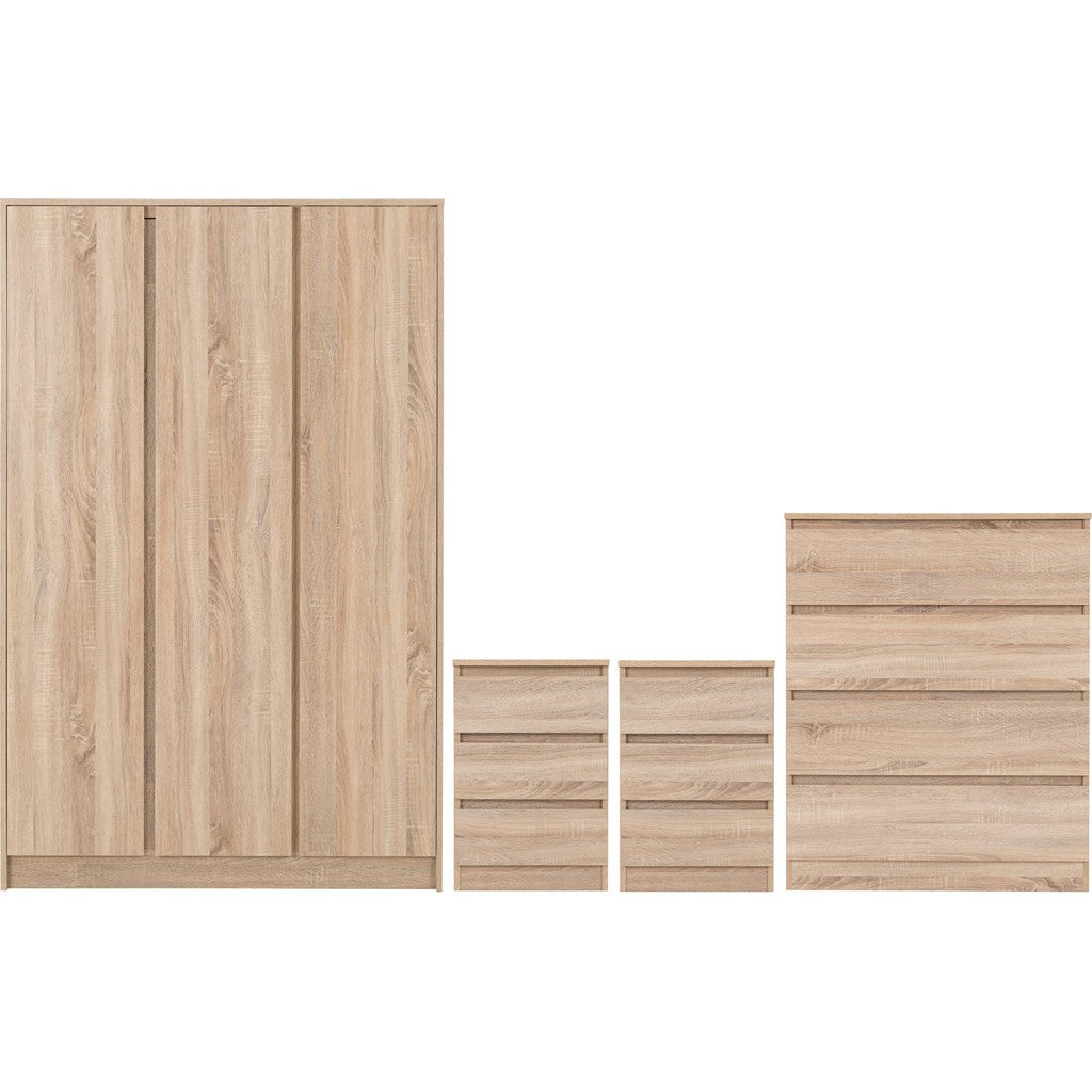 Malvern 3 Door Wardrobe Bedroom Set-Furniture-Seconique-Sonoma Oak Effect-Levines Furniture