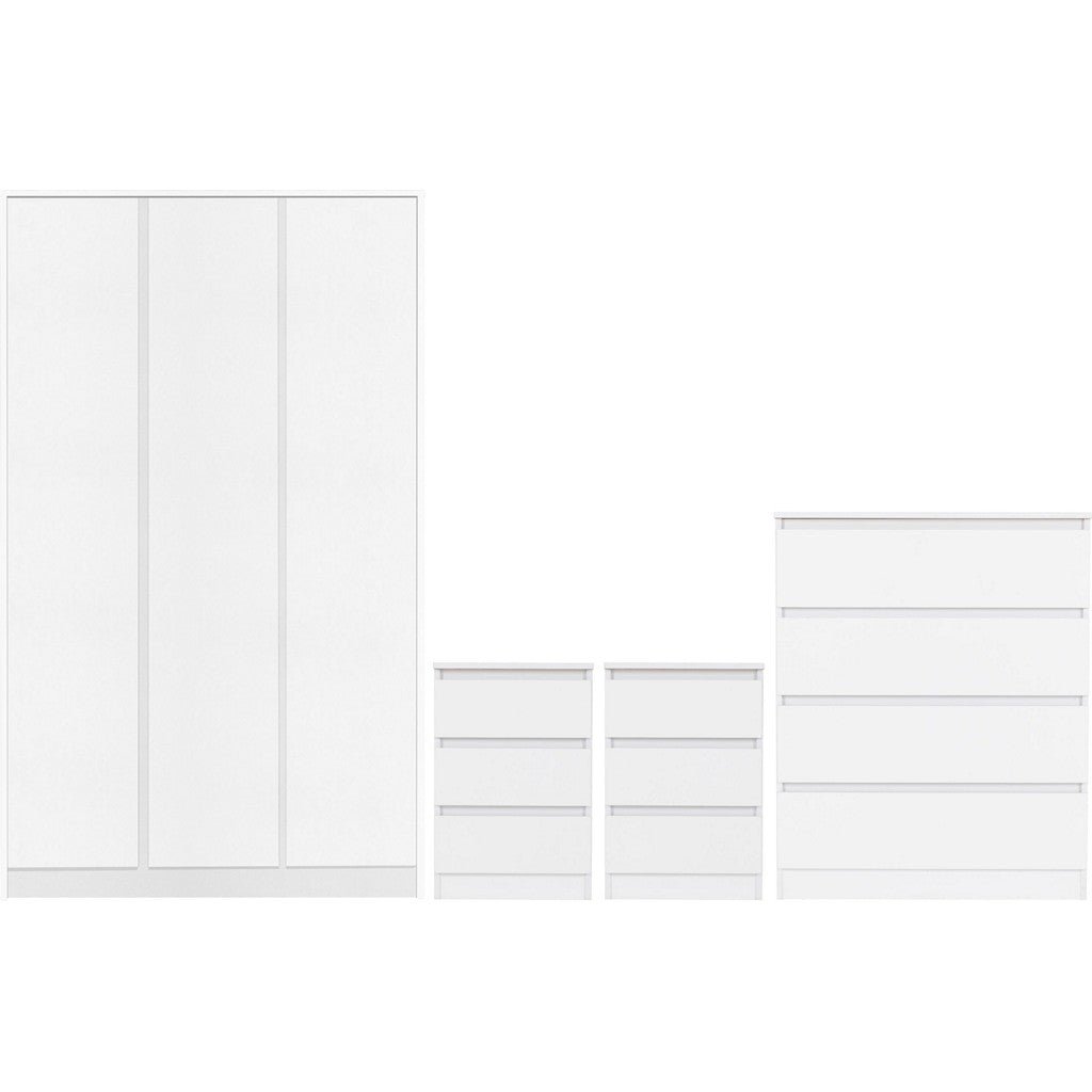 Malvern 3 Door Wardrobe Bedroom Set-Furniture-Seconique-White-Levines Furniture