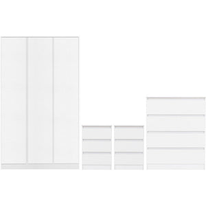 Malvern 3 Door Wardrobe Bedroom Set-Furniture-Seconique-White-Levines Furniture