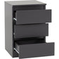 Malvern 3 Drawer Bedside-Furniture-Seconique-Grey-Levines Furniture