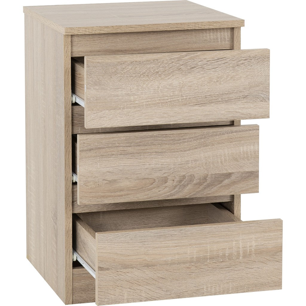 Malvern 3 Drawer Bedside-Furniture-Seconique-Grey-Levines Furniture