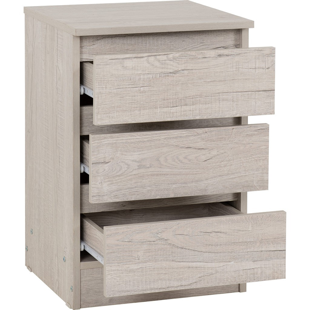 Malvern 3 Drawer Bedside-Furniture-Seconique-Grey-Levines Furniture