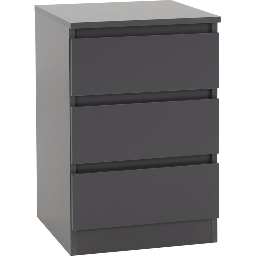 Malvern 3 Drawer Bedside-Furniture-Seconique-Grey-Levines Furniture