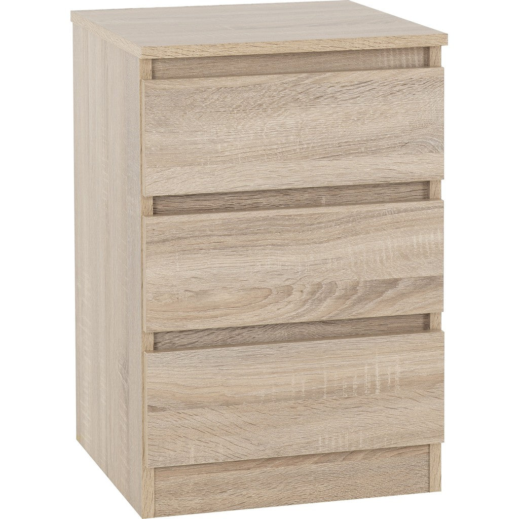 Malvern 3 Drawer Bedside-Furniture-Seconique-Grey-Levines Furniture