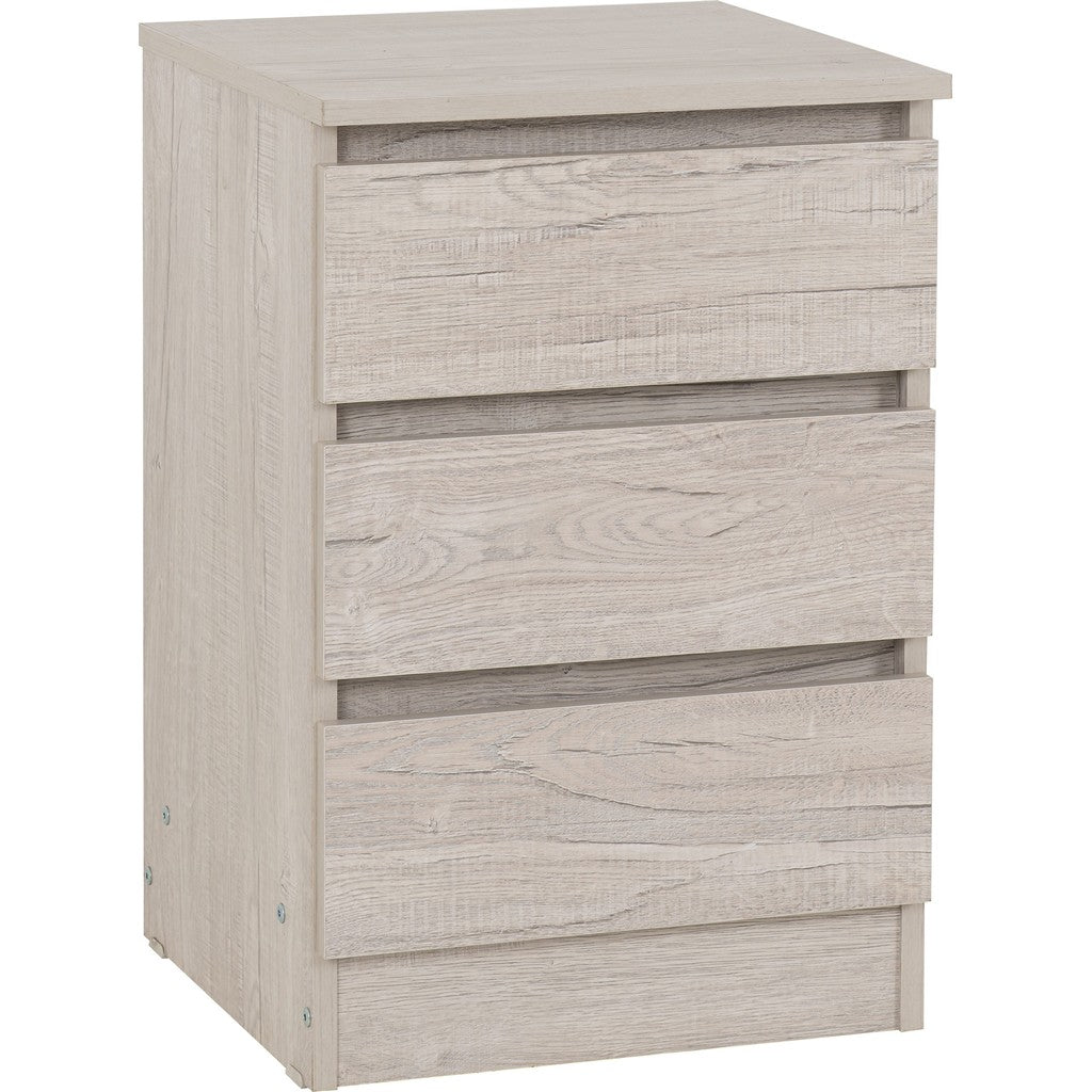 Malvern 3 Drawer Bedside-Furniture-Seconique-Grey-Levines Furniture