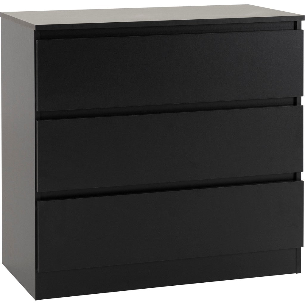 Malvern 3 Drawer Chest-Furniture-Seconique-Black-Levines Furniture