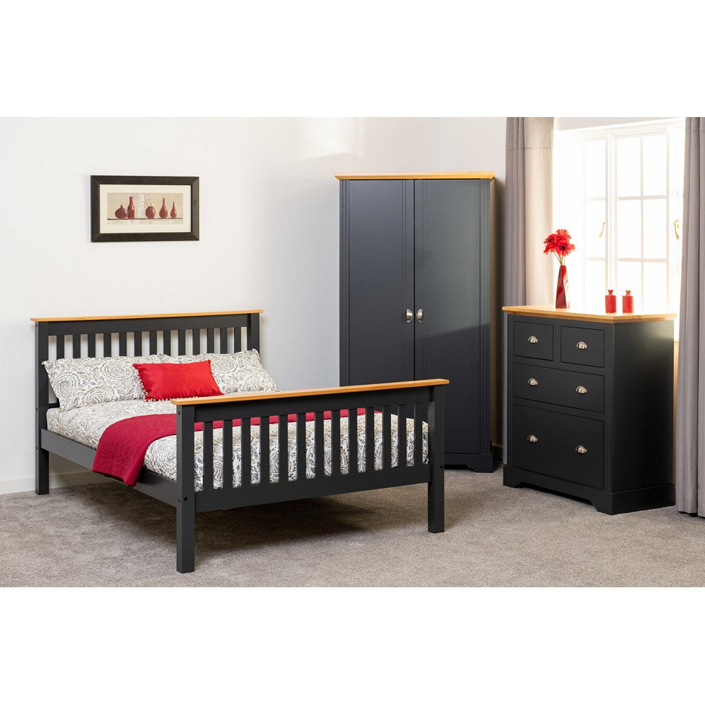 Monaco Double Bedframe-Furniture-Seconique-High-Grey / Oak Effect-Levines Furniture