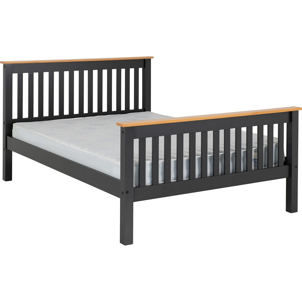 Monaco Double Bedframe-Furniture-Seconique-High-Grey / Oak Effect-Levines Furniture