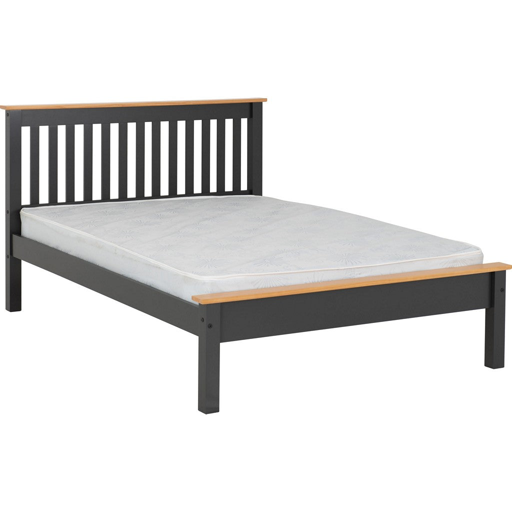 Monaco Double Bedframe-Furniture-Seconique-Low-Grey / Oak Effect-Levines Furniture