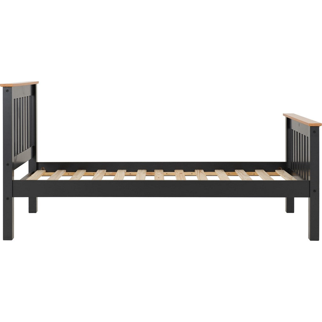 Monaco Single Bedframe-Furniture-Seconique-Grey / Oak Effect-High-Levines Furniture