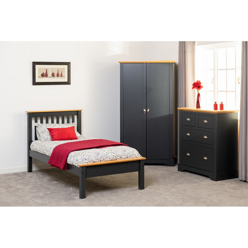 Monaco Single Bedframe-Furniture-Seconique-Grey / Oak Effect-High-Levines Furniture