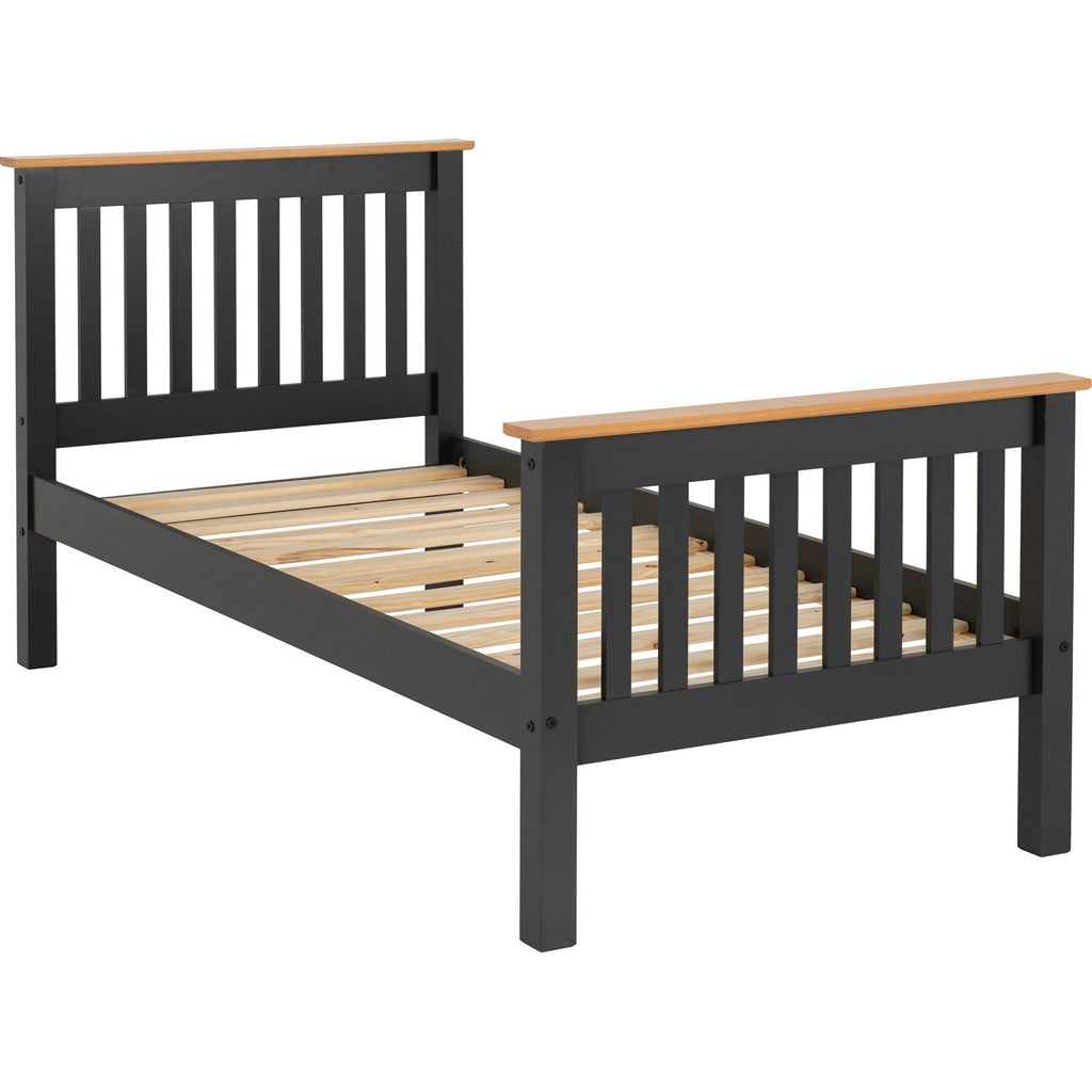 Monaco Single Bedframe-Furniture-Seconique-Grey / Oak Effect-High-Levines Furniture