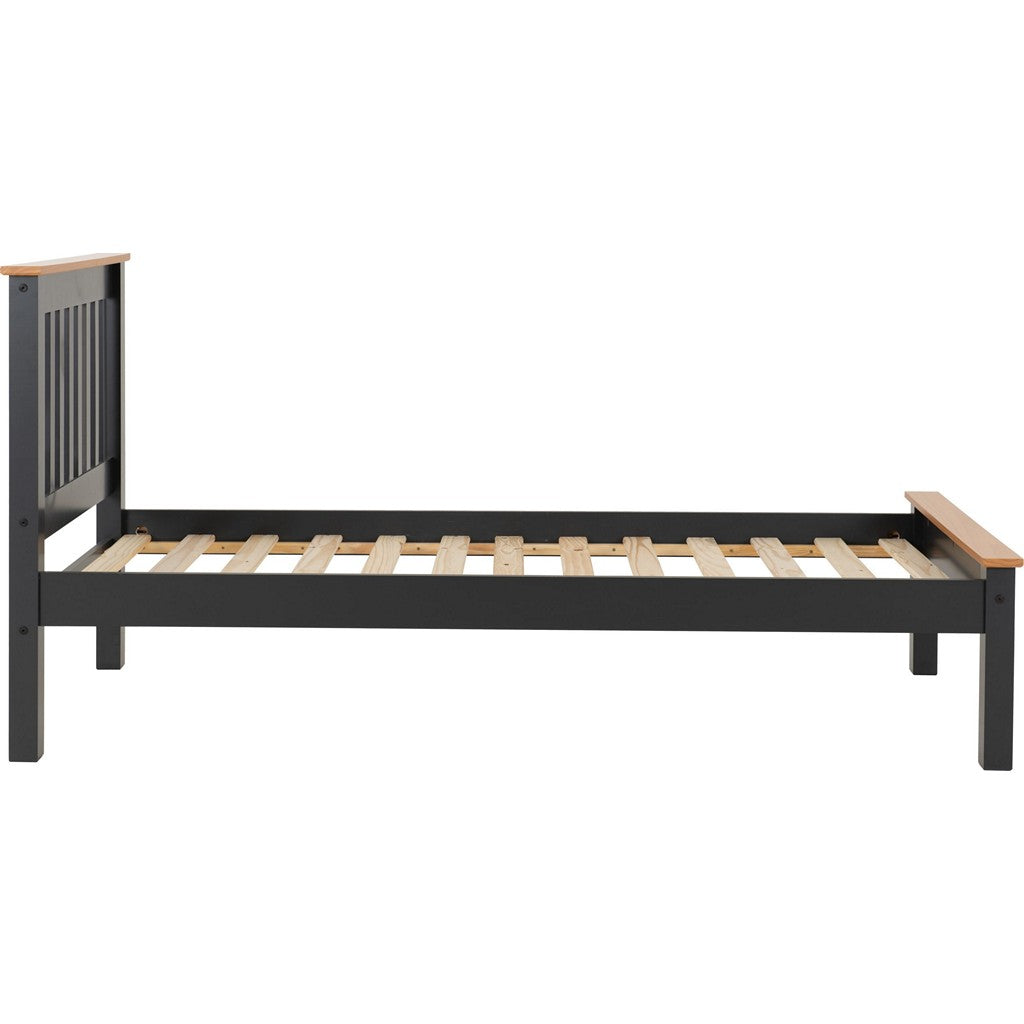 Monaco Single Bedframe-Furniture-Seconique-Grey / Oak Effect-High-Levines Furniture