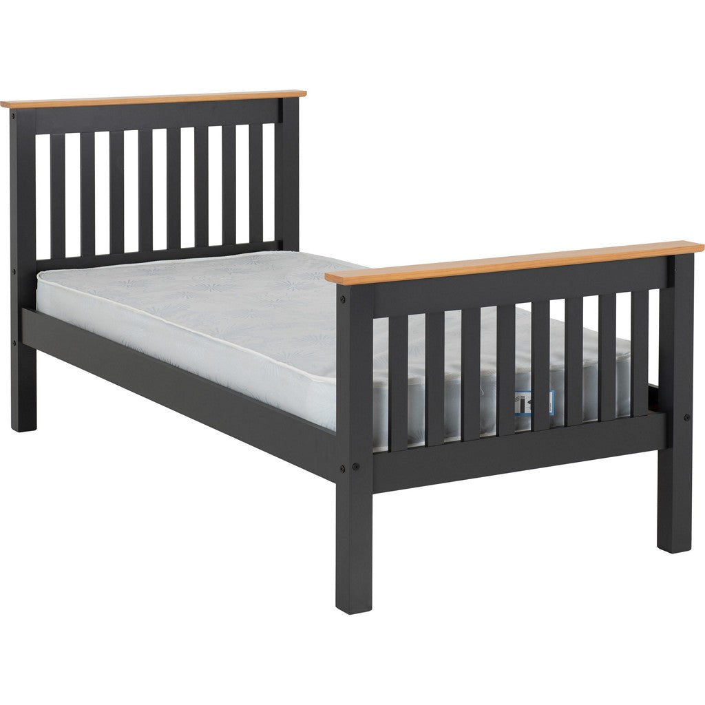 Monaco Single Bedframe-Furniture-Seconique-Grey / Oak Effect-High-Levines Furniture