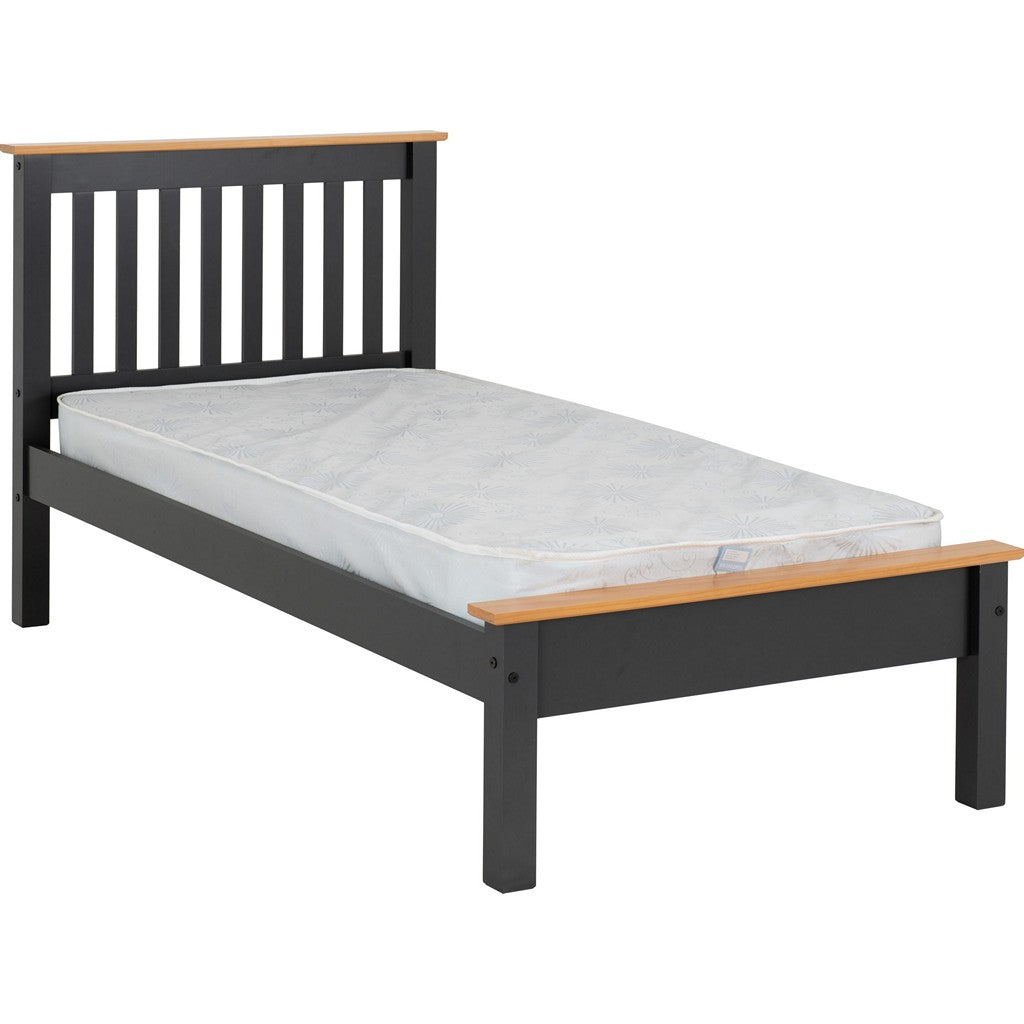 Monaco Single Bedframe-Furniture-Seconique-Grey / Oak Effect-Low-Levines Furniture