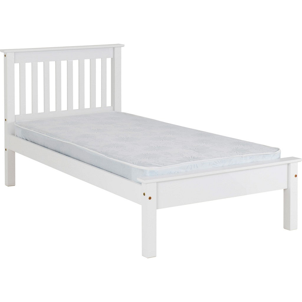 Monaco Single Bedframe-Furniture-Seconique-White-Low-Levines Furniture