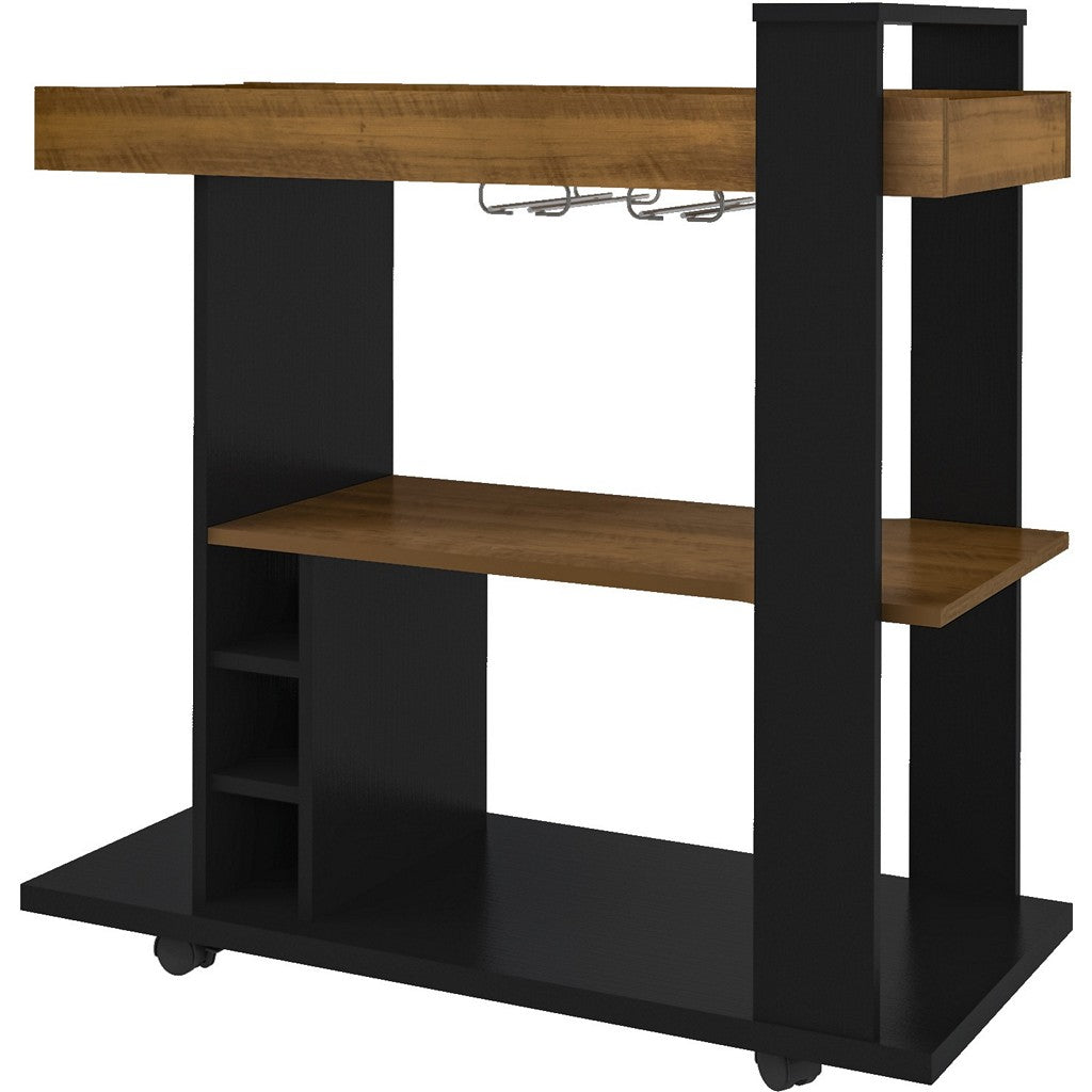 Naples Breakfast Bar / Drinks Cart-Furniture-Seconique-Black / Pine Effect-Levines Furniture