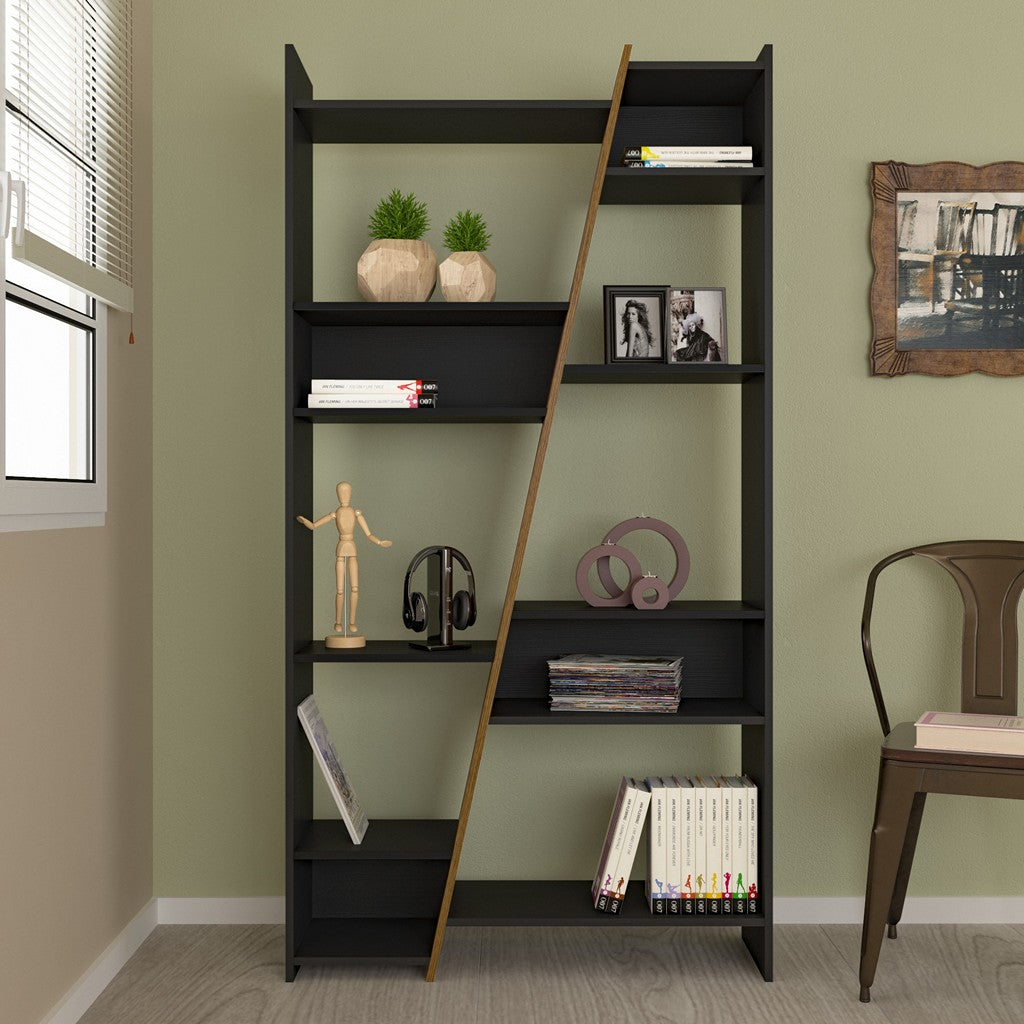 Naples Tall Bookcase-Furniture-Seconique-Black / Pine Effect-Levines Furniture