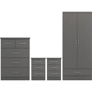 Nevada 2 Door 1 Drawer Wardrobe Bedroom Set-Furniture-Seconique-Grey Effect-Levines Furniture