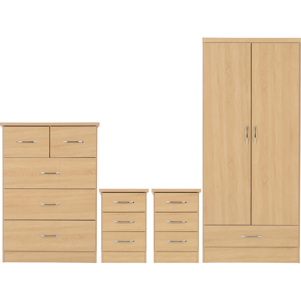 Nevada 2 Door 1 Drawer Wardrobe Bedroom Set-Furniture-Seconique-Sonoma Oak Effect-Levines Furniture