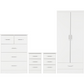 Nevada 2 Door 1 Drawer Wardrobe Bedroom Set-Furniture-Seconique-White Gloss-Levines Furniture