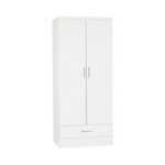 Nevada 2 Door 1 Drawer Wardrobe-Furniture-Seconique-White Gloss-Levines Furniture