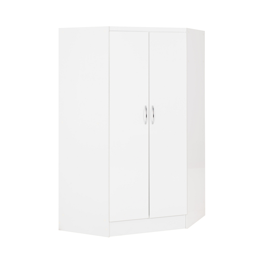 Nevada 2 Door Corner Wardrobe-Furniture-Seconique-White Gloss-Levines Furniture