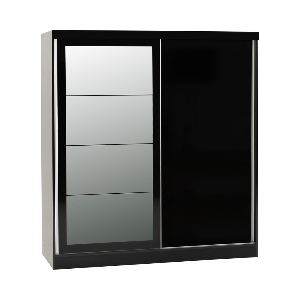 Nevada 2 Door Sliding Wardrobe-Furniture-Seconique-Black Gloss-Levines Furniture