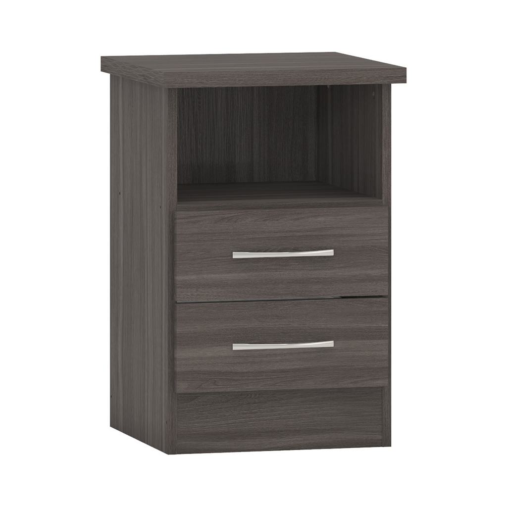 Nevada 2 Drawer Bedside-Furniture-Seconique-Black Wood Grain-Levines Furniture