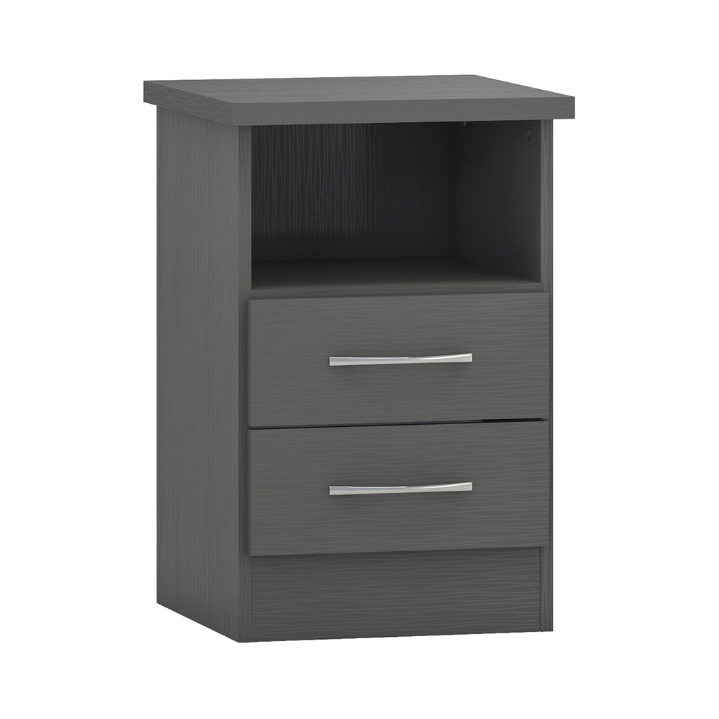 Nevada 2 Drawer Bedside-Furniture-Seconique-Grey Effect-Levines Furniture