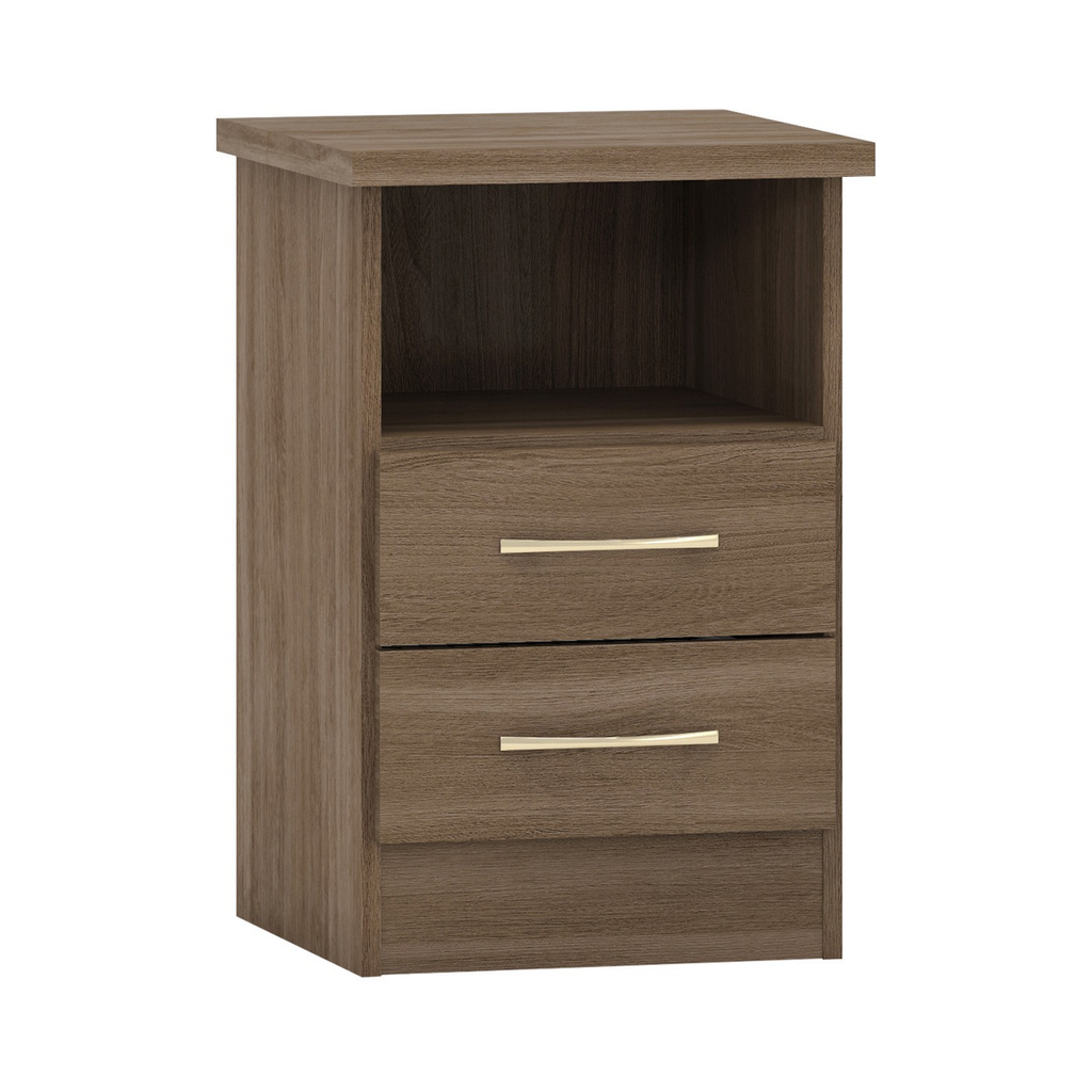 Nevada 2 Drawer Bedside-Furniture-Seconique-Rustic Oak Effect-Levines Furniture