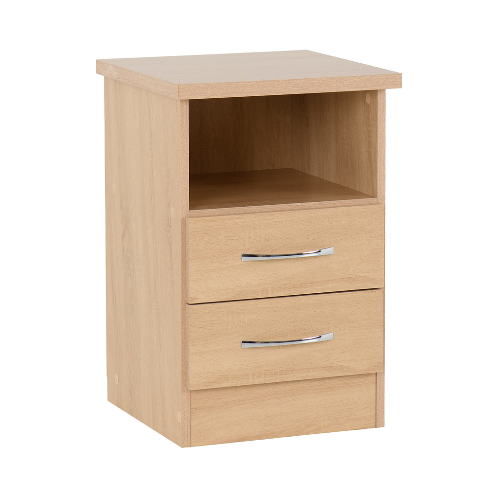 Nevada 2 Drawer Bedside-Furniture-Seconique-Sonoma Oak Effect-Levines Furniture