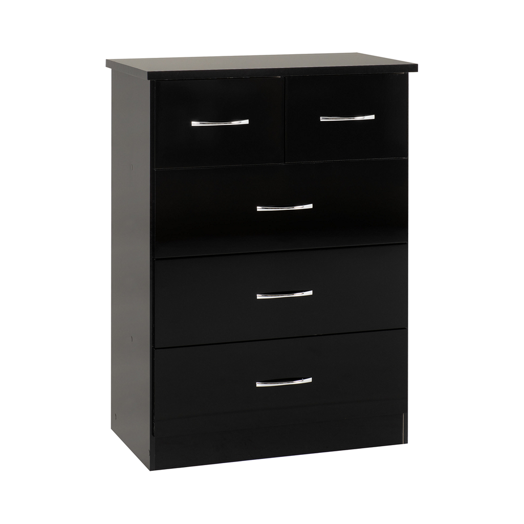 Nevada 3 + 2 Drawer Chest-Furniture-Seconique-Black Gloss-Levines Furniture