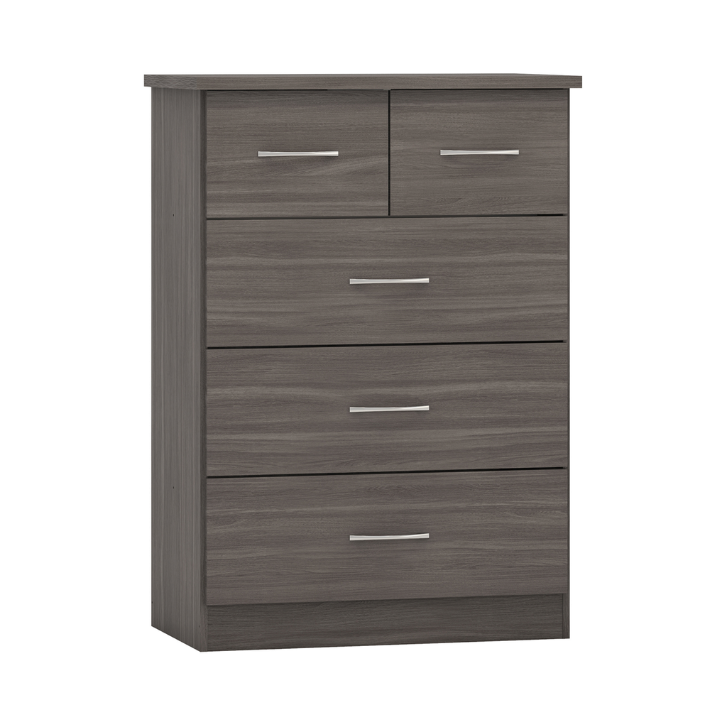 Nevada 3 + 2 Drawer Chest-Furniture-Seconique-Black Wood Grain-Levines Furniture