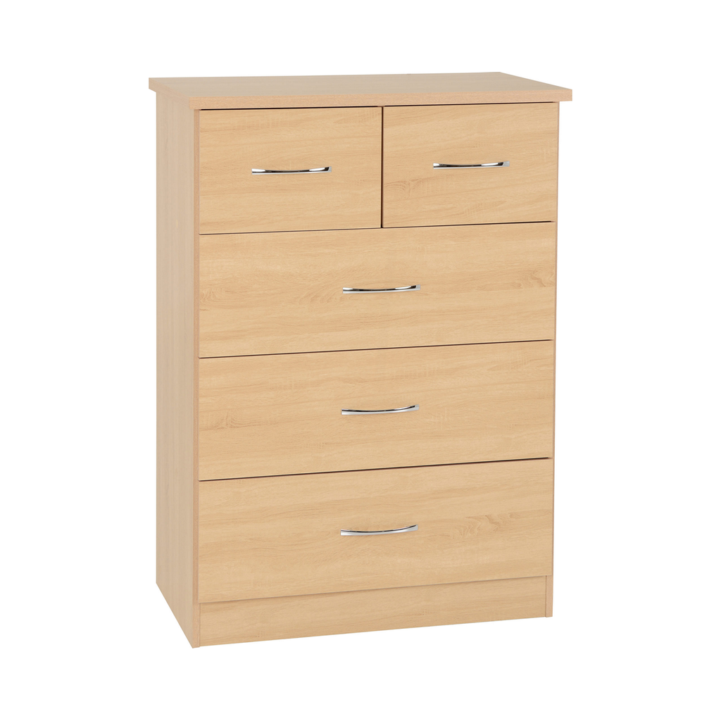 Nevada 3 + 2 Drawer Chest-Furniture-Seconique-Sonoma Oak Effect-Levines Furniture