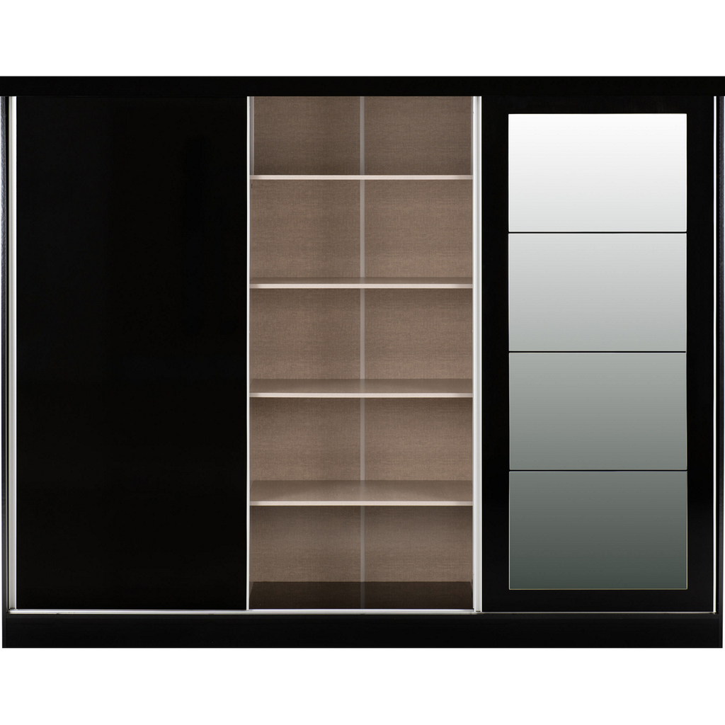 Nevada 3 Door Sliding Wardrobe-Furniture-Seconique-Black Gloss-Levines Furniture