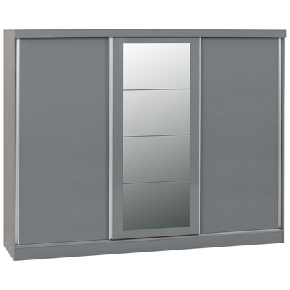 Nevada 3 Door Sliding Wardrobe-Furniture-Seconique-Grey Gloss-Levines Furniture