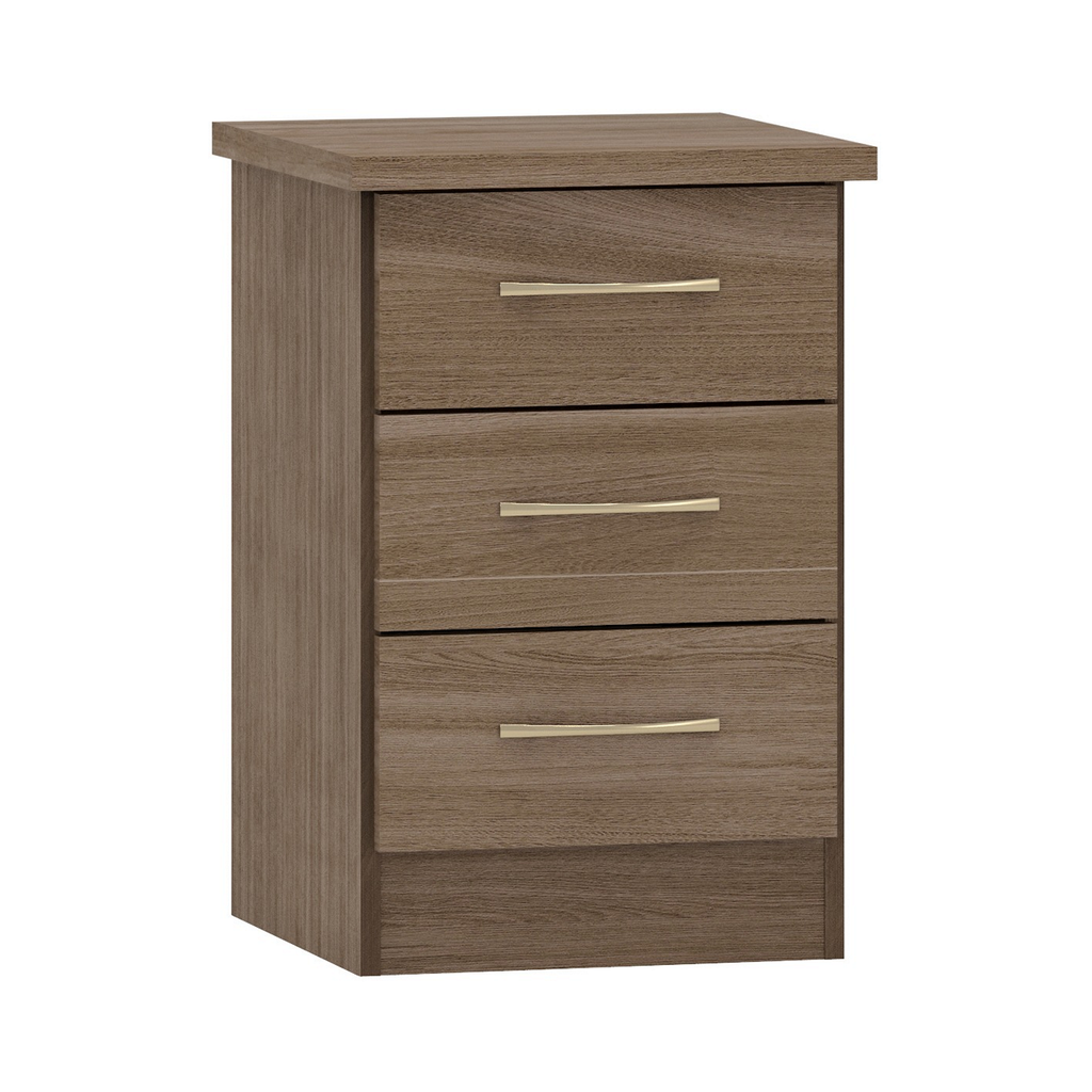 Nevada 3 Drawer Bedside-Furniture-Seconique-Rustic Oak Effect-Levines Furniture