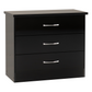 Nevada 3 Drawer Chest-Furniture-Seconique-Black Gloss-Levines Furniture