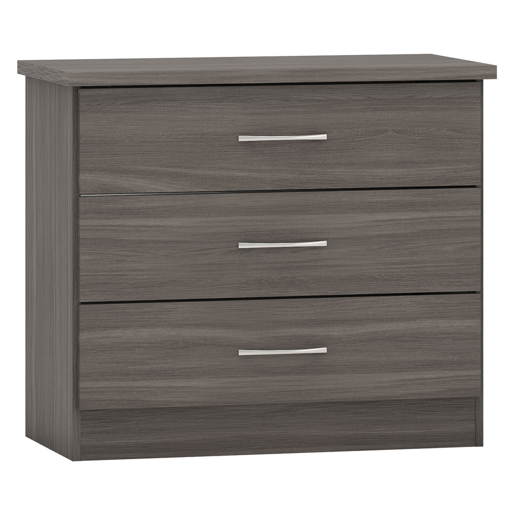 Nevada 3 Drawer Chest-Furniture-Seconique-Black Wood Grain-Levines Furniture