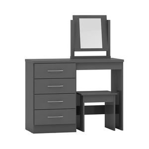 Nevada 4 Drawer Dressing Table Set-Furniture-Seconique-Grey Effect-Levines Furniture