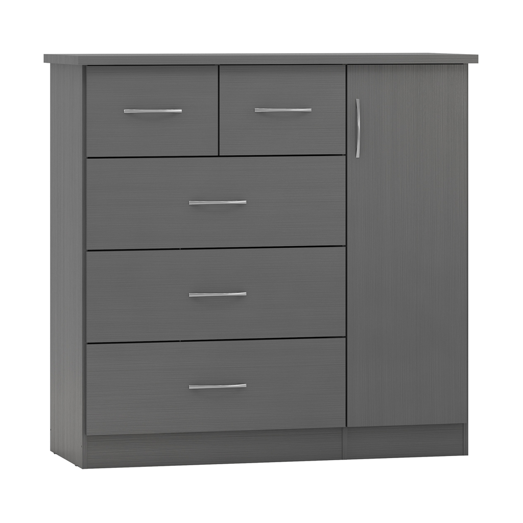 Nevada 3 + 2 Drawer Low Wardrobe-Furniture-Seconique-Grey Effect-Levines Furniture