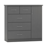 Nevada 3 + 2 Drawer Low Wardrobe-Furniture-Seconique-Grey Effect-Levines Furniture