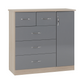 Nevada 3 + 2 Drawer Low Wardrobe-Furniture-Seconique-Grey Gloss/ Light Oak Effect Veneer-Levines Furniture