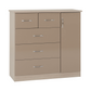 Nevada 3 + 2 Drawer Low Wardrobe-Furniture-Seconique-Oyster Gloss/ Light Oak Effect Veneer-Levines Furniture