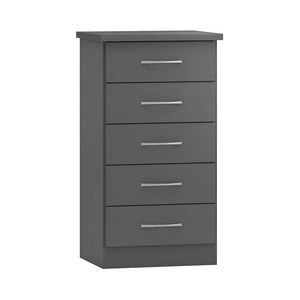 Nevada 5 Drawer Narrow Chest-Furniture-Seconique-Grey Effect-Levines Furniture